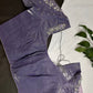 Crepe lavender Net Silver Pearl Work Blouse - 