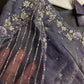 Crepe lavender Net Silver Pearl Work Blouse - 