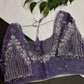 Crepe lavender Net Silver Pearl Work Blouse - 