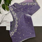 Crepe lavender Net Silver Pearl Work Blouse - 