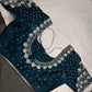 Crepe Teal Silver Pearl Work Blouse - 