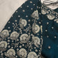 Crepe Teal Silver Pearl Work Blouse - 