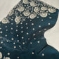 Crepe Teal Silver Pearl Work Blouse - 