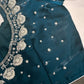 Crepe Teal Silver Pearl Work Blouse - 