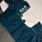 Crepe Teal Silver Pearl Work Blouse - 