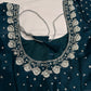 Crepe Teal Silver Pearl Work Blouse - 