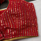 Sleevless Sequins Work Pink Blouse - 