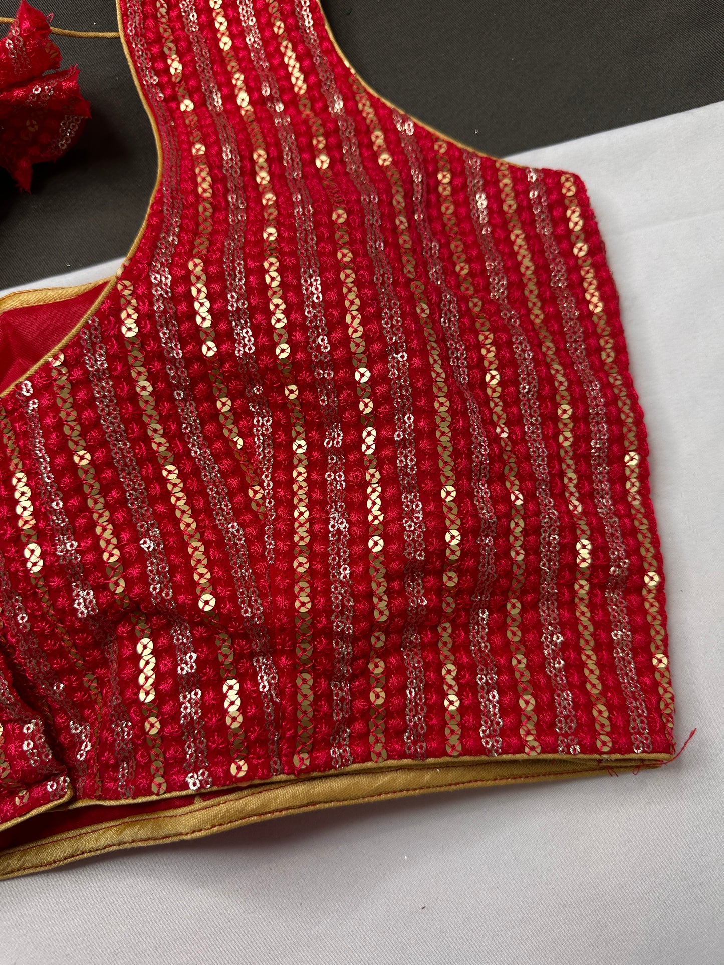 Sleevless Sequins Work Pink Blouse - 