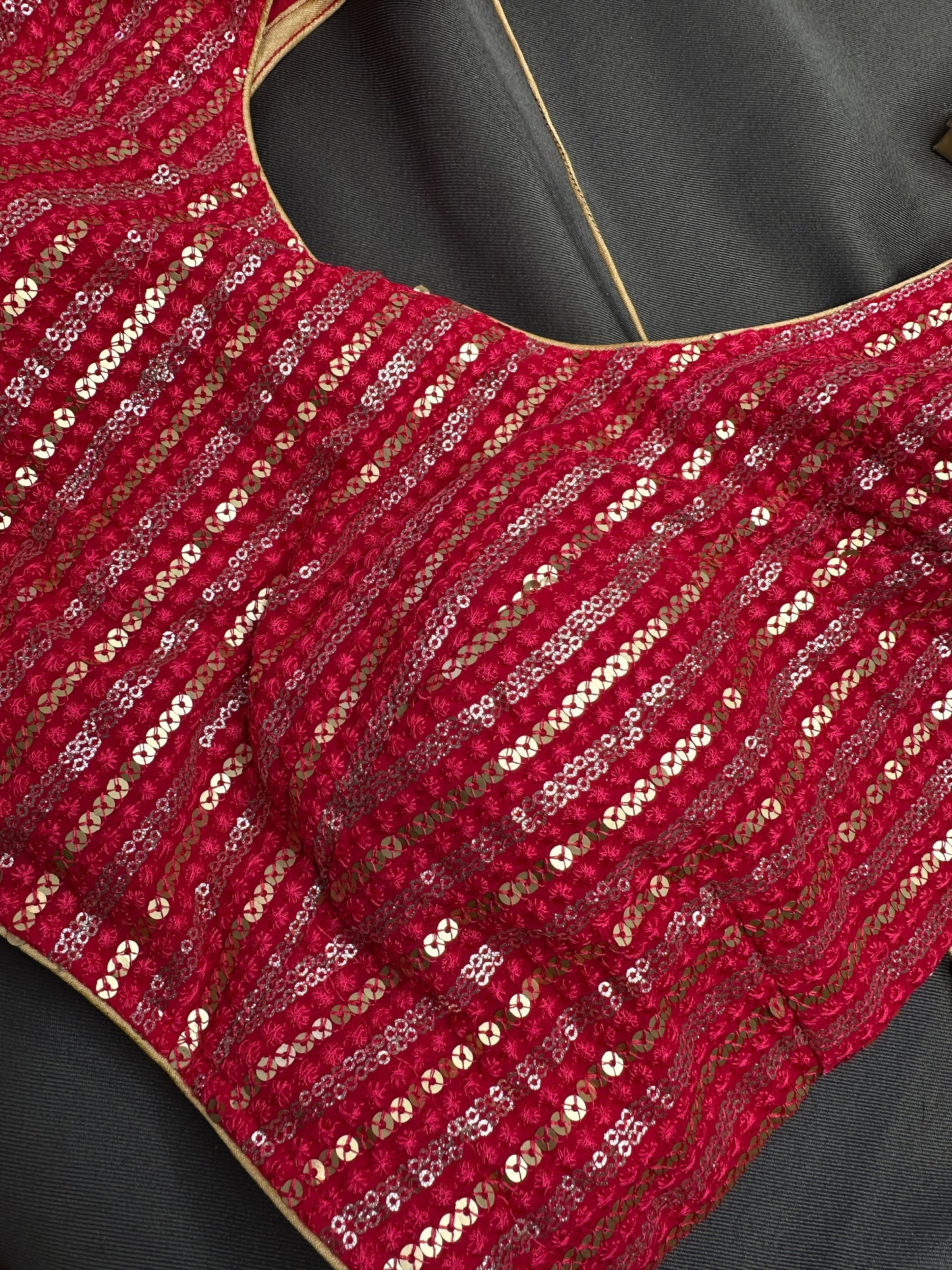 Sleevless Sequins Work Pink Blouse - 