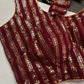 Sleevless Sequins Work Maroon Red Blouse - 
