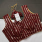Sleevless Sequins Work Maroon Red Blouse - 