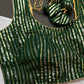 Sleevless Sequins Work Green Blouse - 