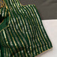 Sleevless Sequins Work Green Blouse - 