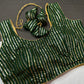 Sleevless Sequins Work Green Blouse - 