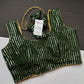 Sleevless Sequins Work Green Blouse - 