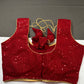 Sleevless Sequins Work Red Blouse - 