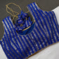 Sleevless Sequins Work Blue Blouse - 