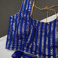 Sleevless Sequins Work Blue Blouse - 