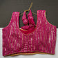 Sleevless Sequins Work Pink Blouse - 