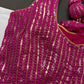 Sleevless Sequins Work Pink Blouse - 