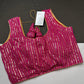 Sleevless Sequins Work Pink Blouse - 