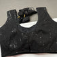 Sleevless Sequins Work Black Blouse - 