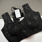 Sleevless Sequins Work Black Blouse - 
