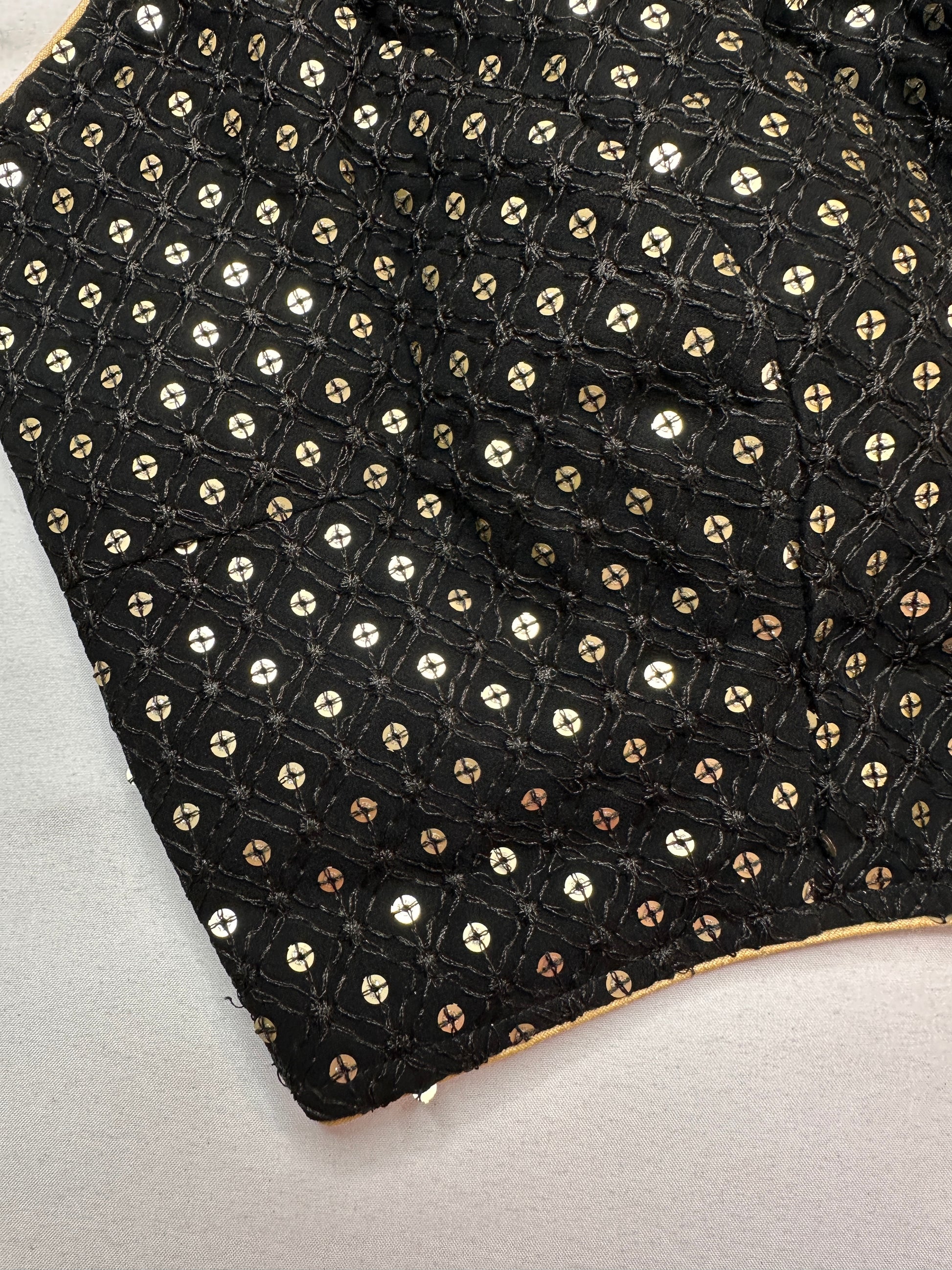 Sleevless Sequins Work Black Blouse - 