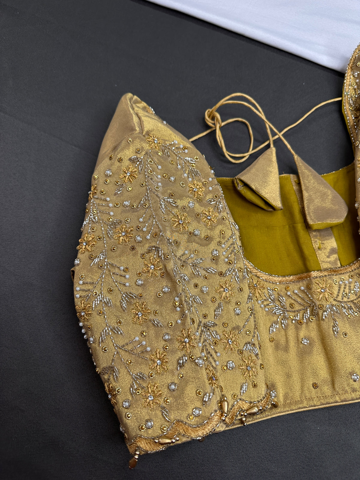 Golden Tissue Silk Maggam Aari  Blouse - 
