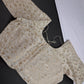 Beige Gold Sequins Embroidery Silk Blouse - 