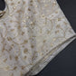 Beige Gold Sequins Embroidery Silk Blouse - 