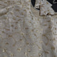Beige Gold Sequins Embroidery Silk Blouse - 