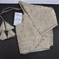 Beige Gold Sequins Embroidery Silk Blouse - 