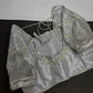Silver Tissue Silk Maggam Aari Net Blouse - 