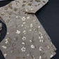 Beige Gold Sequins Embroidery Silk Blouse - 