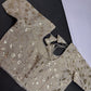Beige Gold Sequins Embroidery Silk Blouse - 
