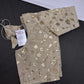 Beige Gold Sequins Embroidery Silk Blouse - 