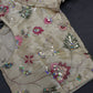 Beige Gold Sequins Multi Color Embroidery Silk Blouse - 