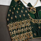 Green Silk Maggam Aari Work Blouse - 