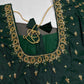 Green Silk Maggam Aari Work Blouse - 