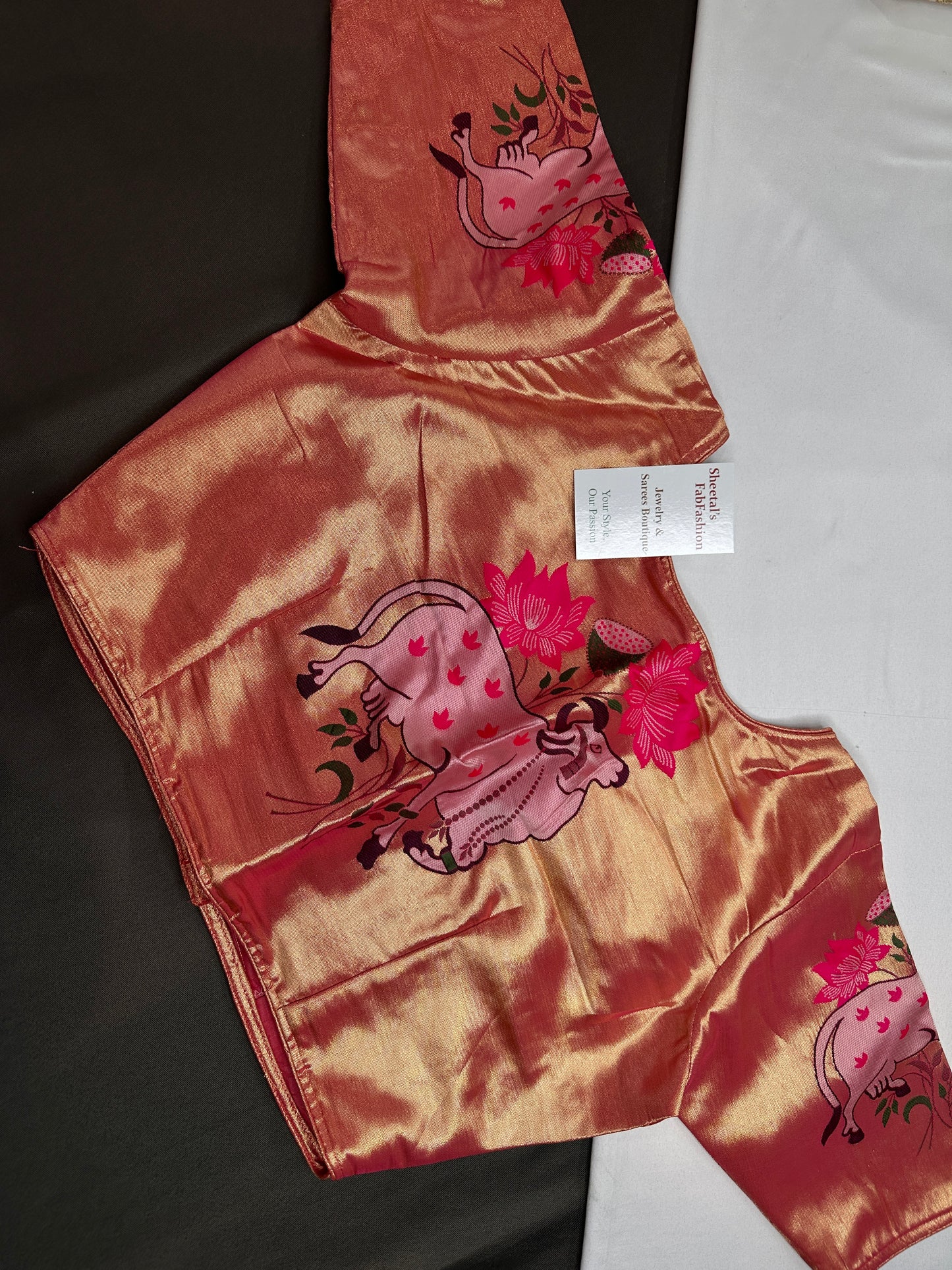 Pink Pichwai Pure Painthani Blouse - 