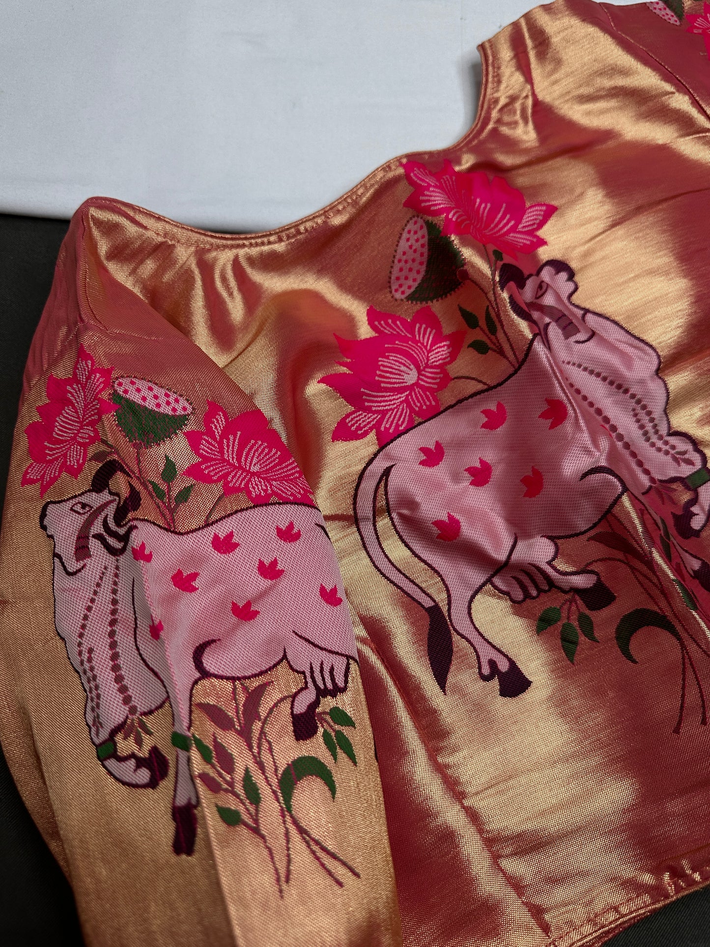 Pink Pichwai Pure Painthani Blouse - 