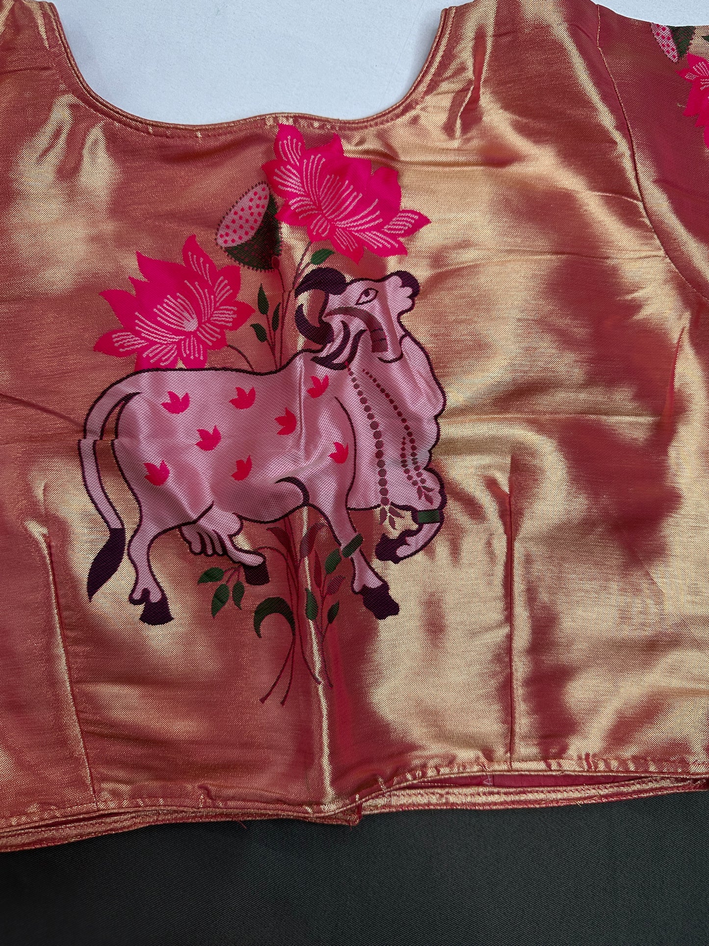 Pink Pichwai Pure Painthani Blouse - 
