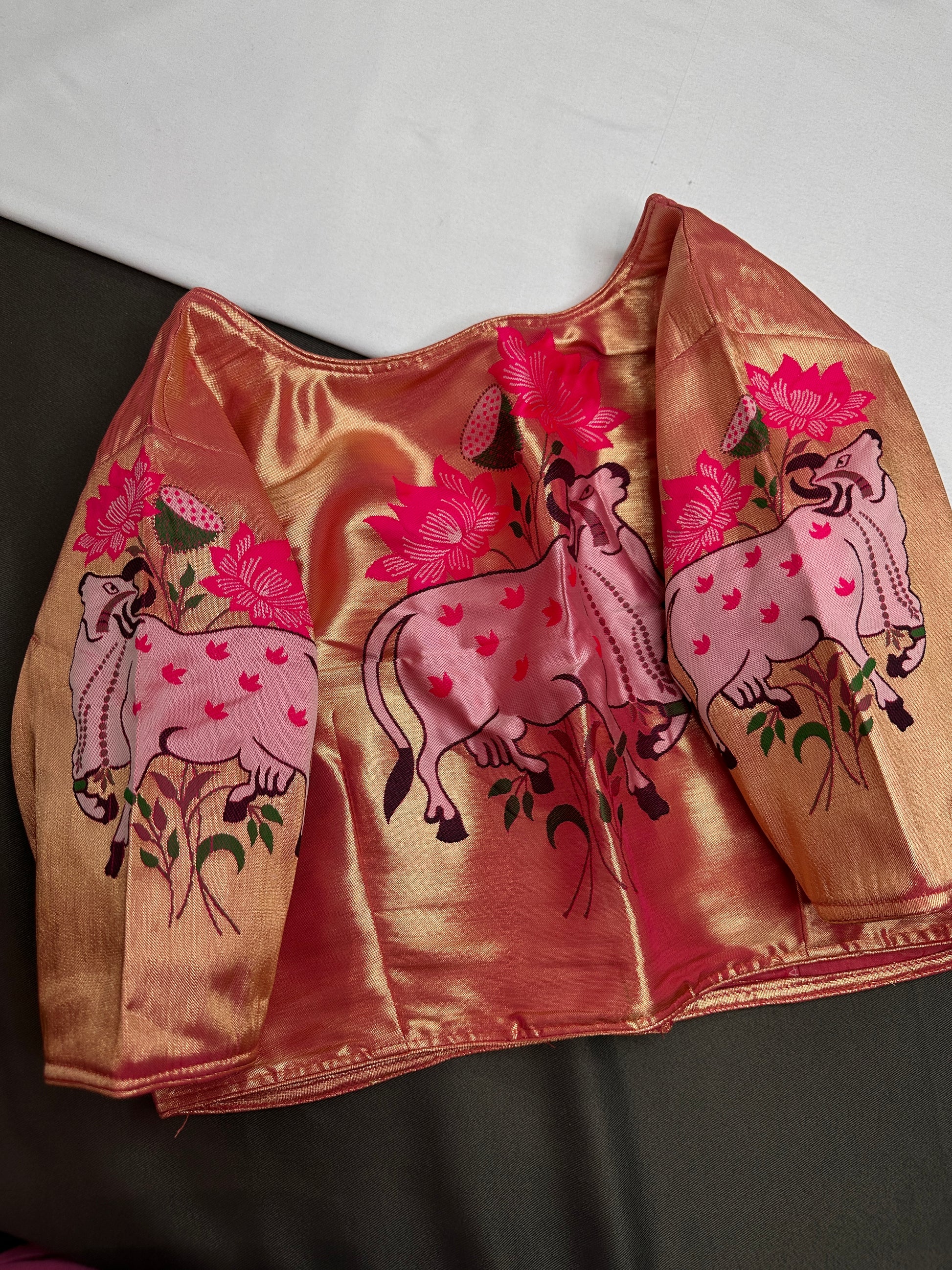 Pink Pichwai Pure Painthani Blouse - 