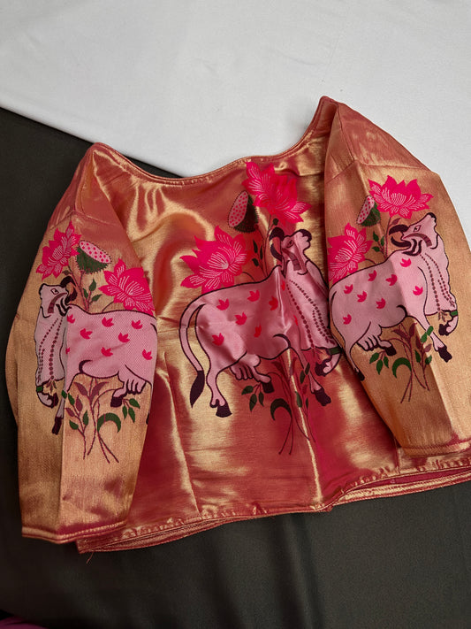 Pink Pichwai Pure Painthani Blouse - 