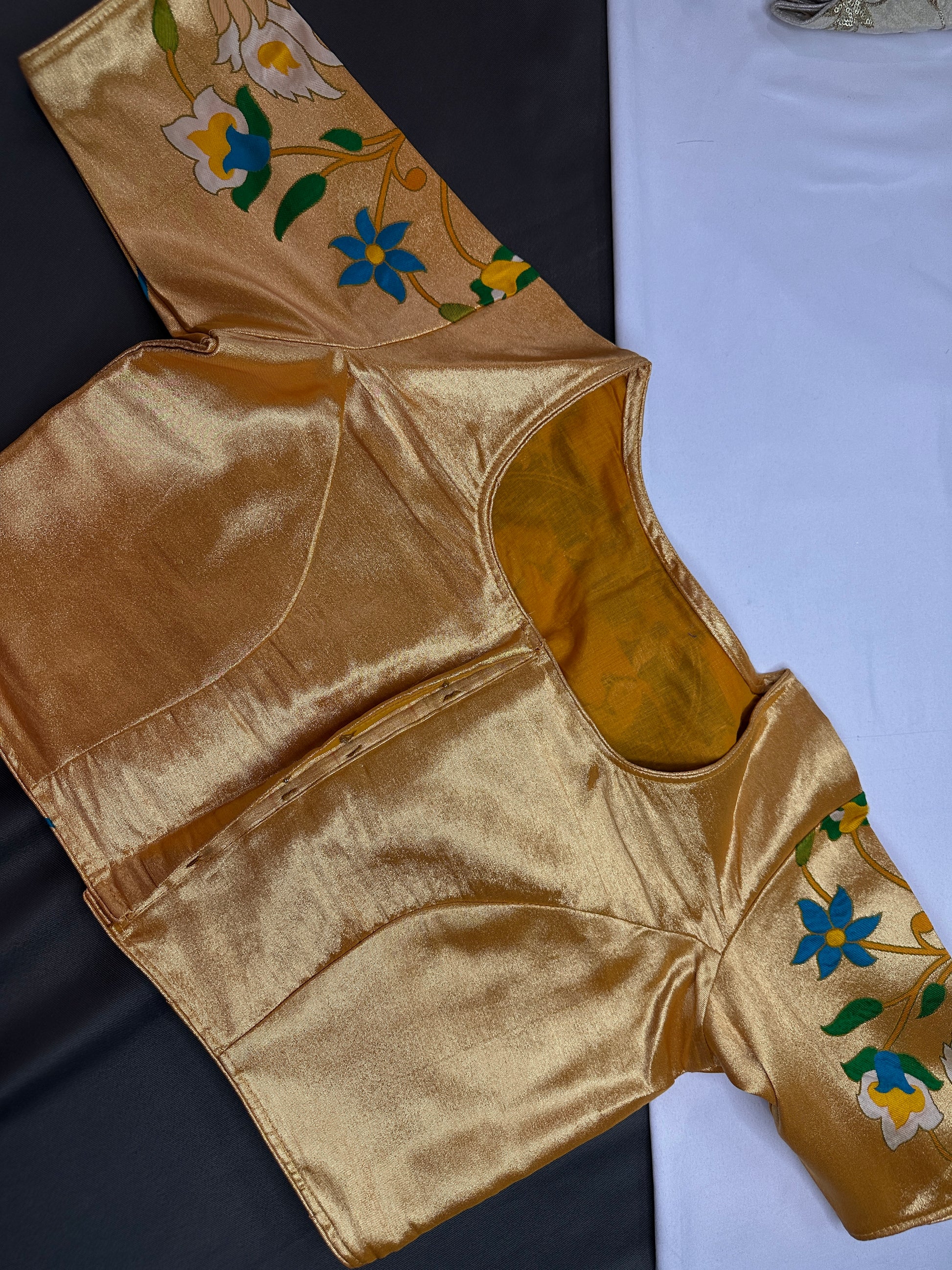 Yellowish Gold Pure Painthani Blouse - 