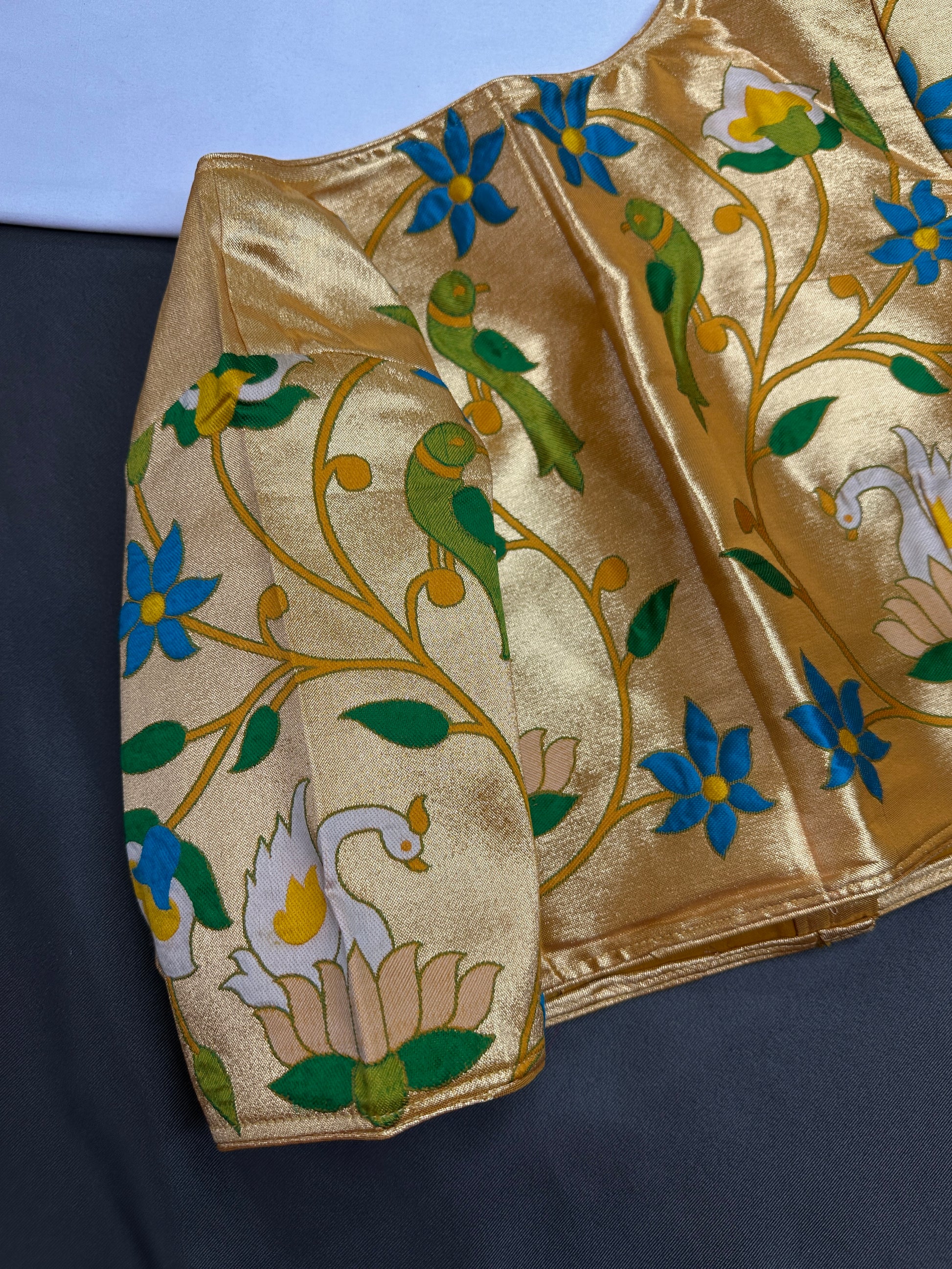 Yellowish Gold Pure Painthani Blouse - 
