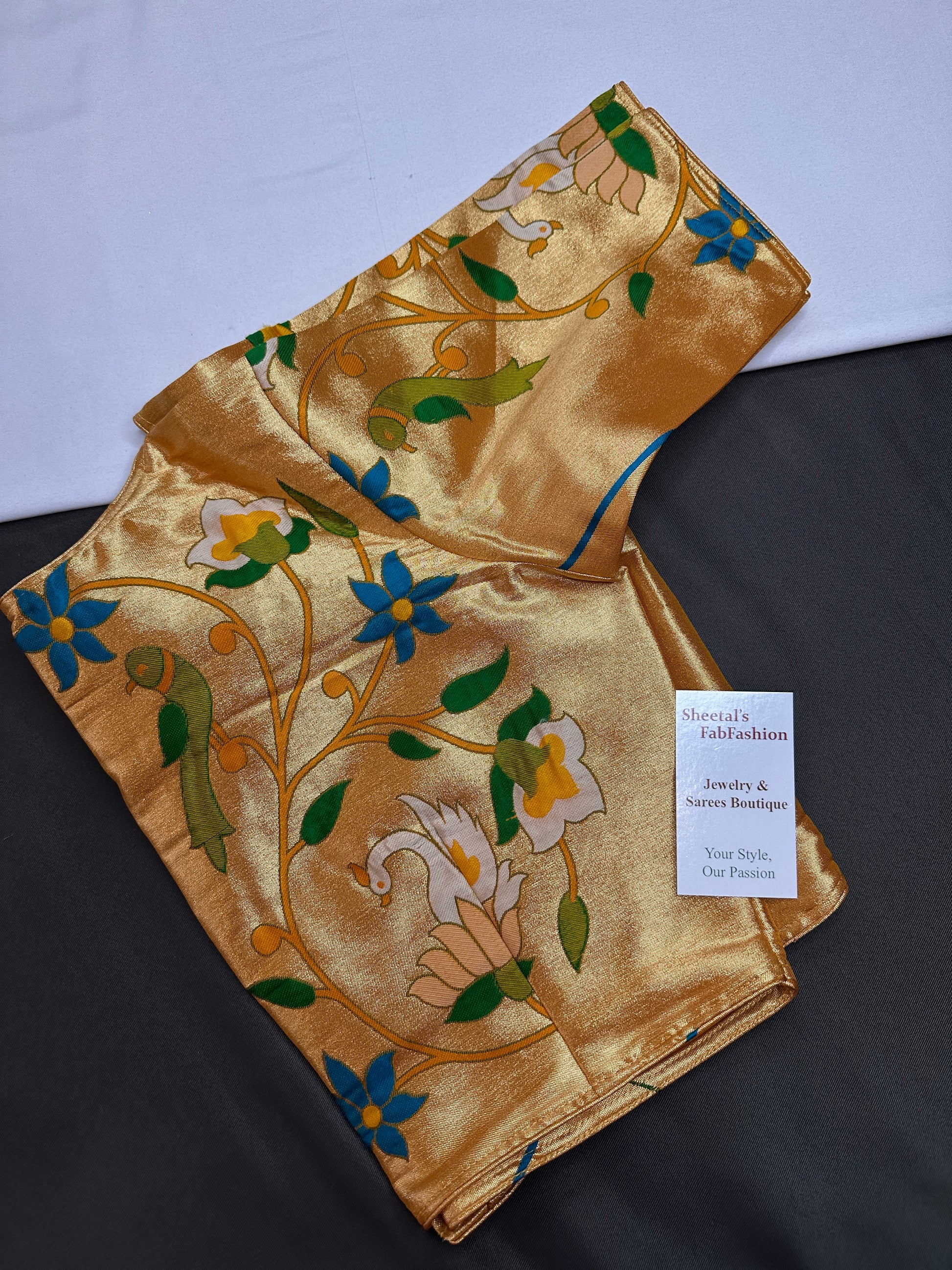 Yellowish Gold Pure Painthani Blouse - 