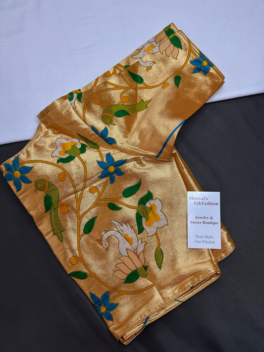 Yellowish Gold Pure Painthani Blouse - 