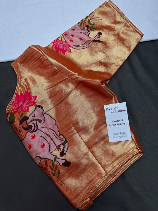 Gold Pichwai Pure Painthani Blouse - 